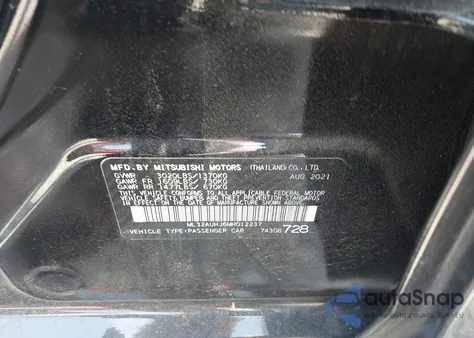 2021 Mitsubishi Mirage Carbonite Edition/Es/Le из США, поврежденный, VIN ML32AUHJ6MH012237